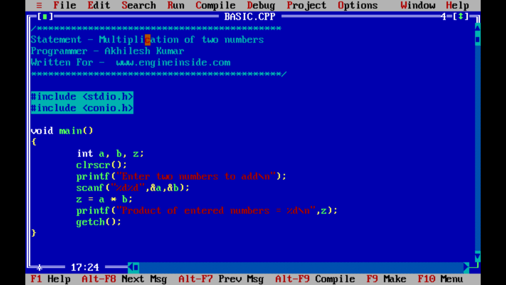 C++ Programming for multiplication - Engineinside